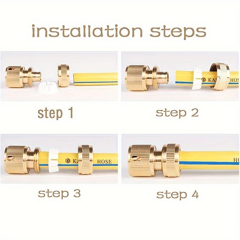 3 Pair Brass Quick Connectors, Suitable for 1/2 and 3/4 Inch Garden Hose Connections, Male and Female Fittings Accessories, Garden Hose Quic Connectors, Water Pipe Connectors, Garden Fast Connectors