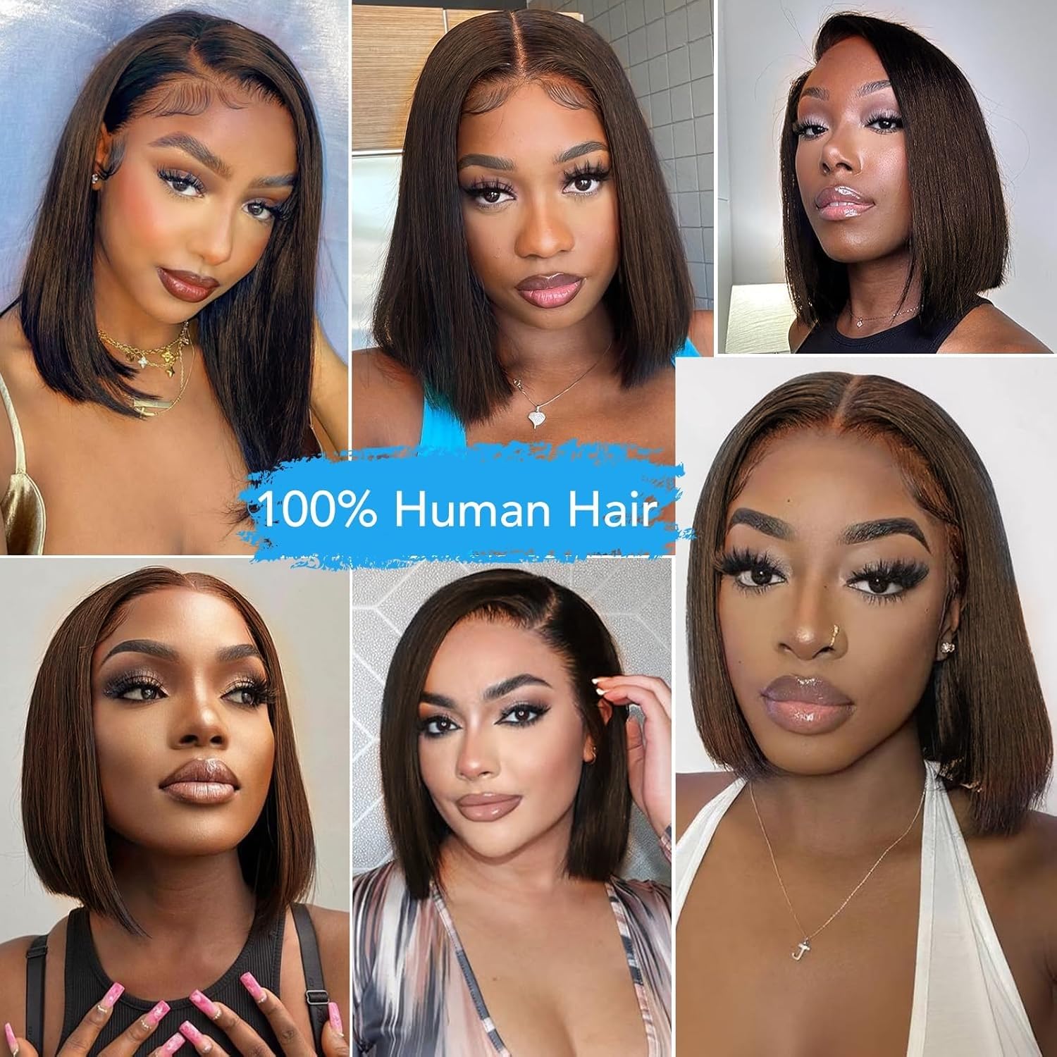 Bob Wig Human Hair 180% Density 13x4 HD Transparent Lace Front Wigs Human Hair Pre Plucked Short Bob Glueless Straight Wigs Human Hair for Women