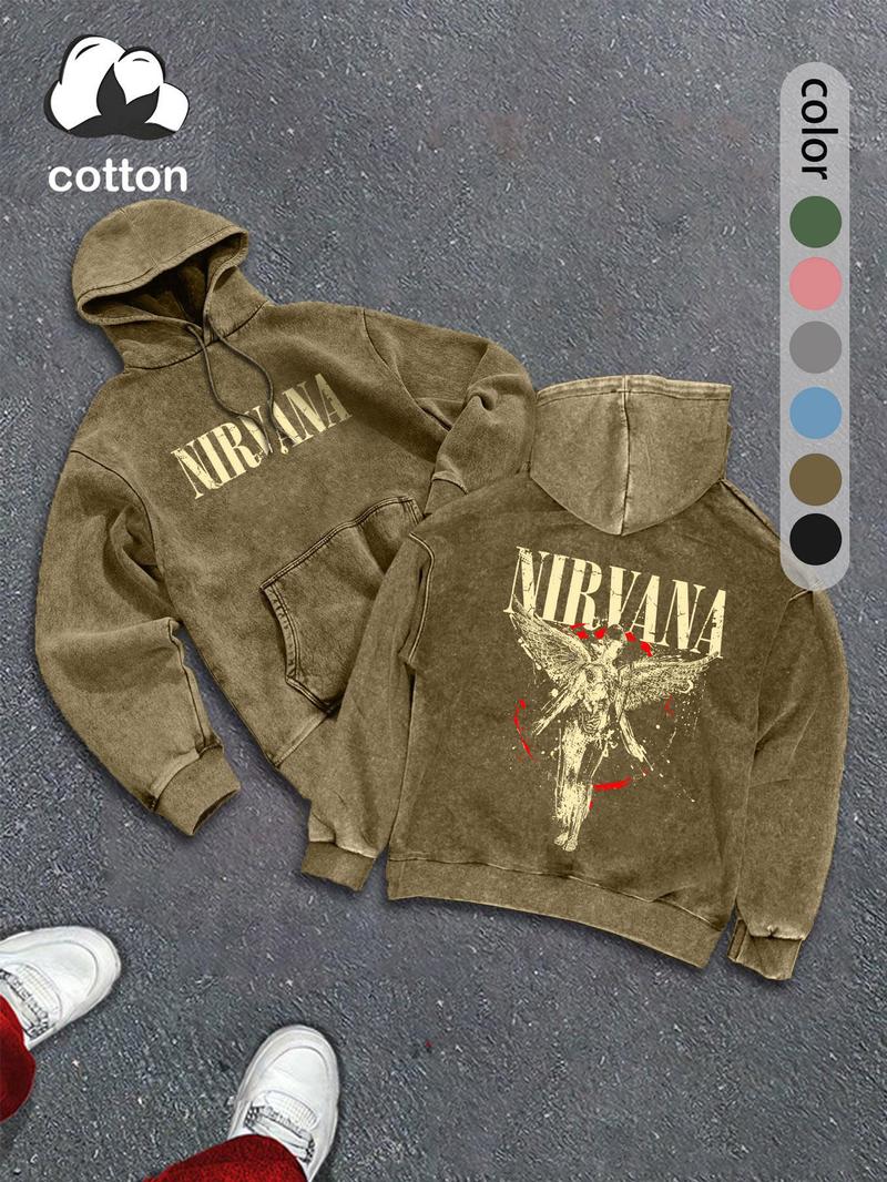 Men's hooded sweatshirt fashion trend casual hoodie, street Y2K heavy metal print men's autumn and winter wear