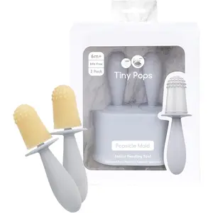 (Pewter) - 4 Months+ - Popsicle Mold Set with Two Wands for Infants - Baby-Led Weaning + Teething Essentials