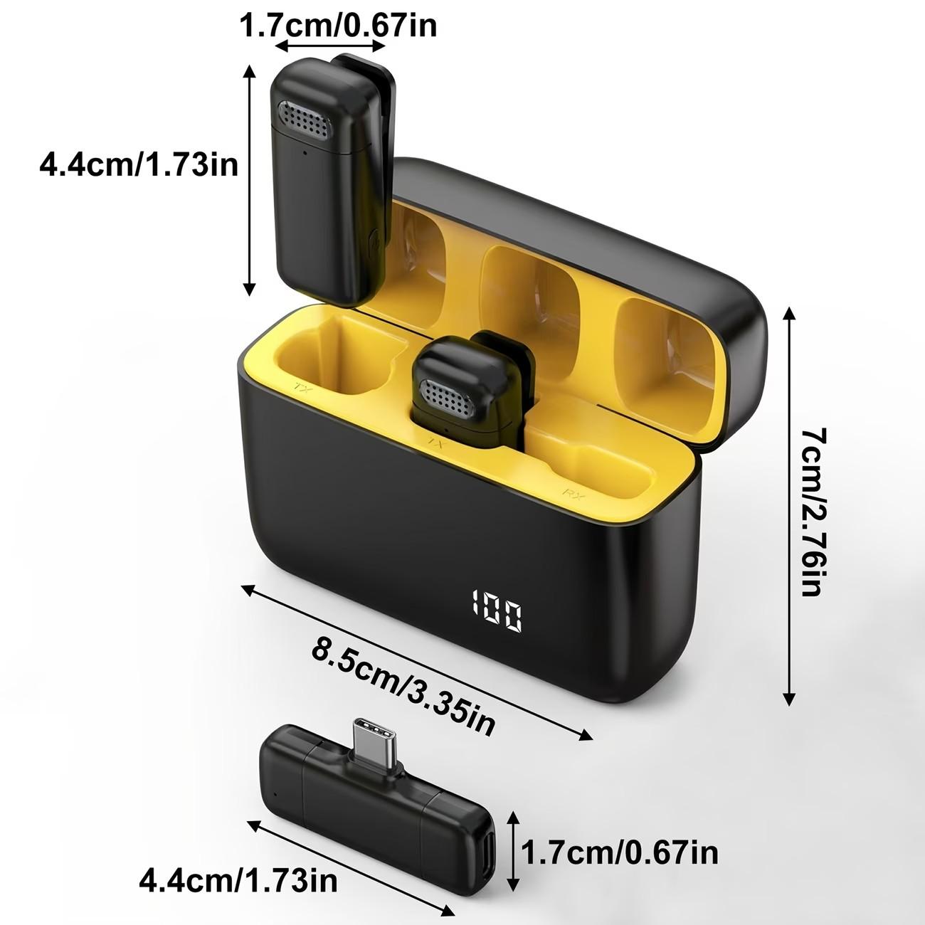 Professional Wireless Lapel Microphone Set (2 Pieces), Compatible with iPhone iPad Android Devices, Noise Reduction, Plug-And-Play, Ideal for Video Recording