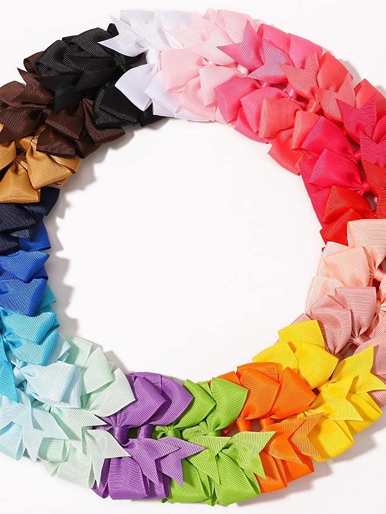Random Color Bow Decor Hair Clip (20pcs), Cute Colorful Hair Accessories for Girls, Simple Style Plain Color Hair Clip for Daily Use, Hair Pin Set