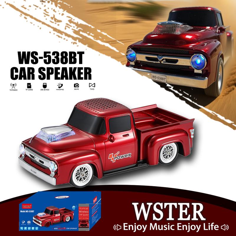 WSTER WS-538BT Car Model Speaker with USB TF Card AUX FM Radio TWS Pairing Indoor Outdoor Party Gift Stereo Bluetooth Multi-function Desktop TikTokShopBlackFriday