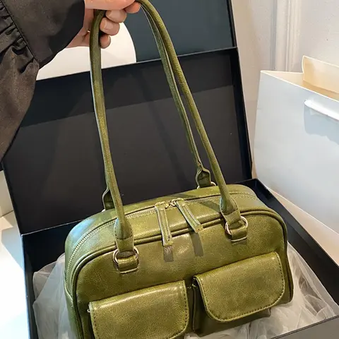 Women's Elegant Retro Shoulder Bag, Fashionable Solid Color Underarm Bag for Daily Used, Casual Trendy Versatile High-quality Daily Commuting Bag, Crossbody Shoulder Bag, Elegant Commuter Bag, Stylish Versatile Bag