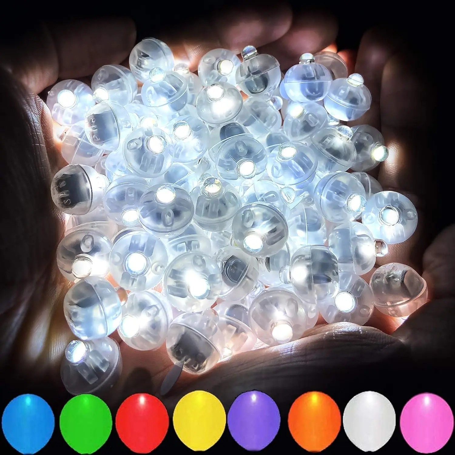 100pcs White LED Balloon Light, Tiny Light Mini Round Led Ball Lamp for Paper Lantern Balloon, Indoor Outdoor Event - Fun Halloween Christmas Party Wedding Decoration Supplies