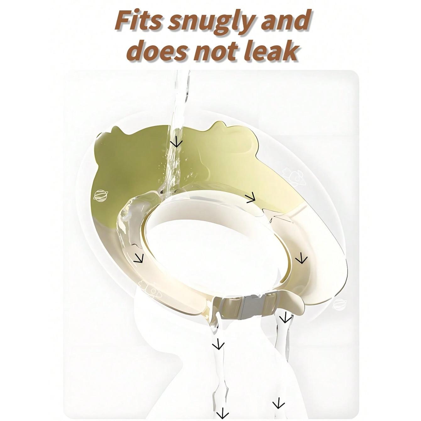 Cartoon Shower Cap/baby Bath Hat, Dual-Layer Portable Detachable Foldable, Wide Brim, Ear Protection, Adjustable Head Size, Three-Way Waterproof