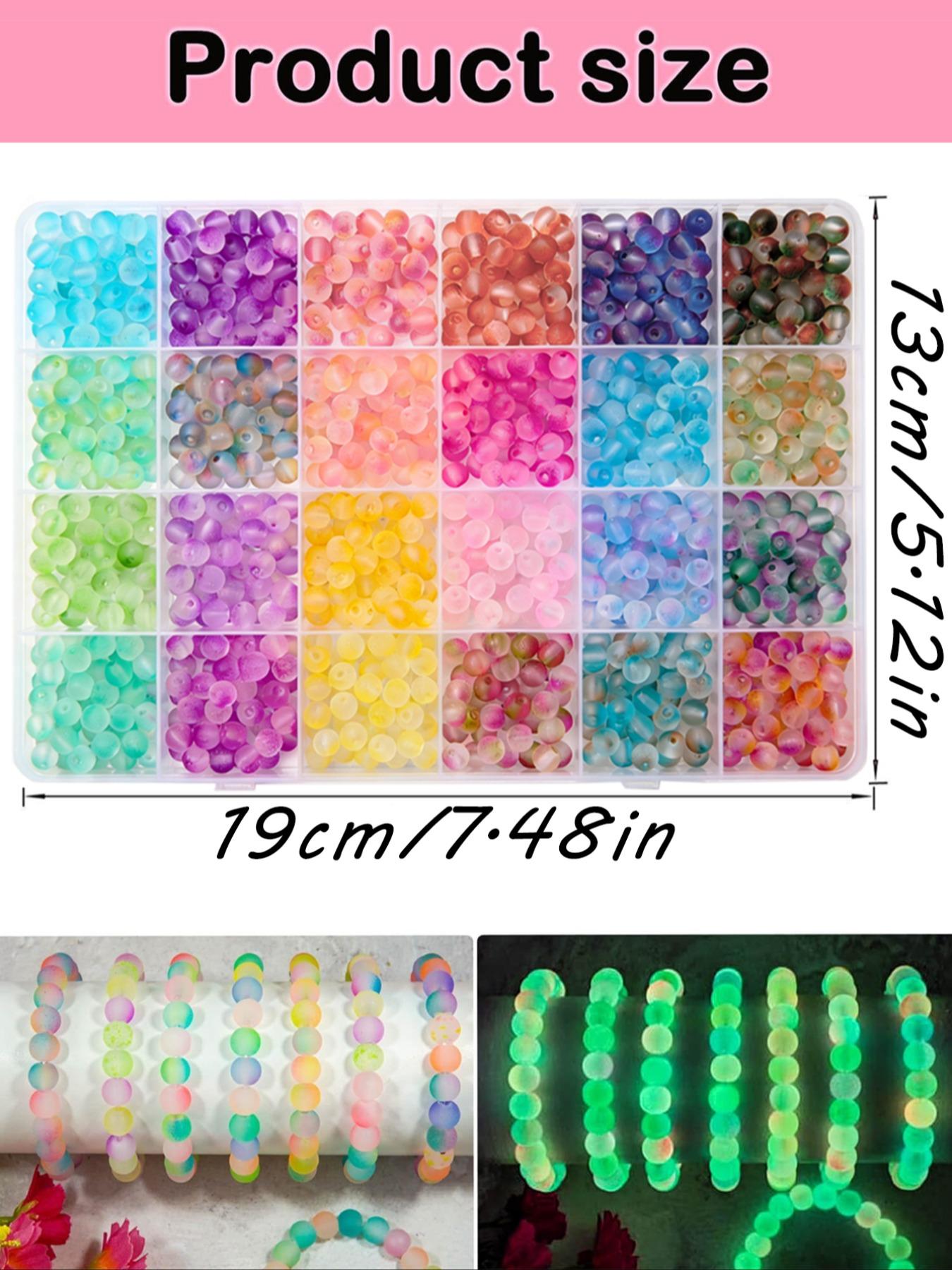 700pcs Glow-In-The-Dark Glass Bead Jewelry Kit, Diy Beads, DIY Crafts Necklace & Bracelet Making, Party Decorations, Perfect Gift Idea