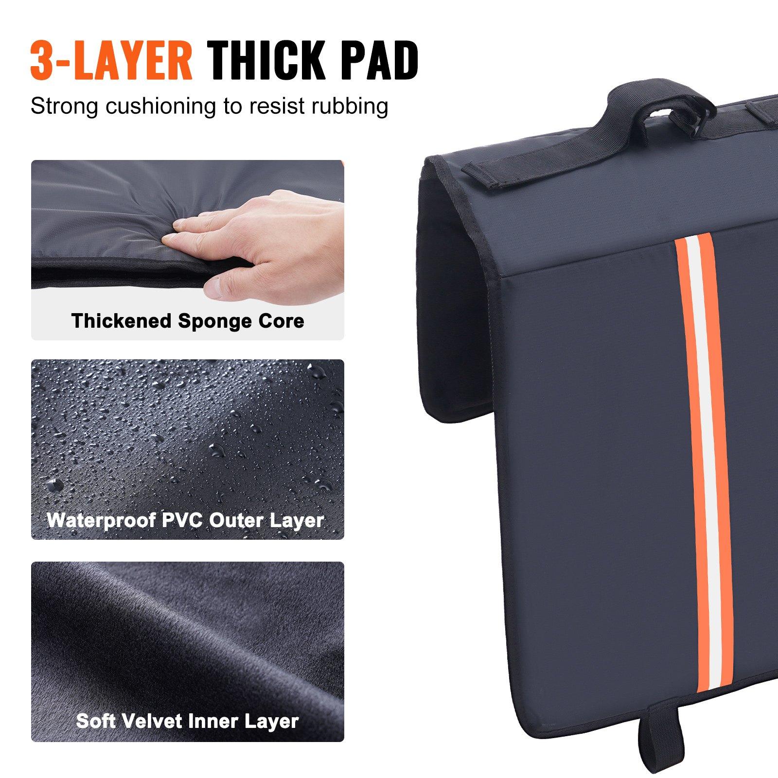Tailgate Bike Pad, 53" Truck Tailgate Pad Carry 5 Mountain Bikes, Tailgate Protection Pad with Reflective Strips and Tool Pockets, Tailgate Pad with Camera Opening for Mid-Size Pickup Trucks