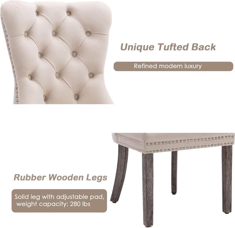 Velvet Dining Chairs Set of 2/4/6, Tall Back Side Chair, Modern Upholstered High-end Tufted Side Chair,Solid Wood Legs,For Kitchen and Dining Room dinning chair