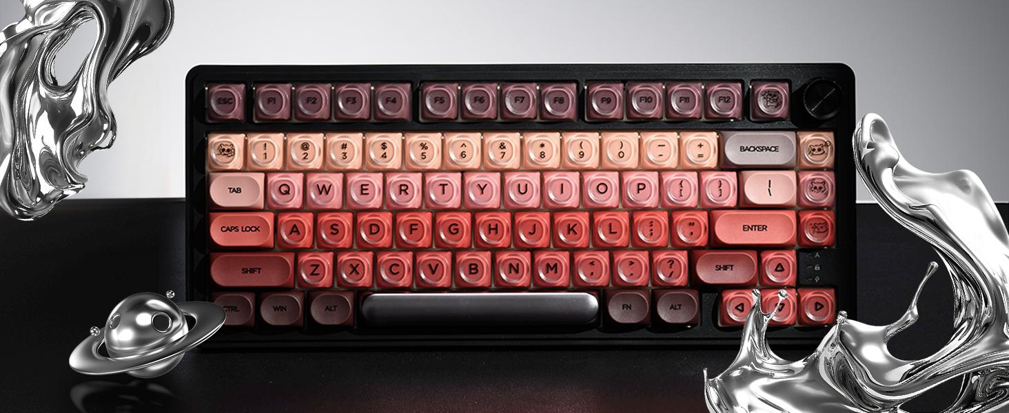 Keycaps Only!!! XVX Foundation/Pink Blush/Uyuni Dreams/Berry Kiss HOA Profile Translucent Keycap Set PBT+PC 132-Key（only keycap, not include a keyboard）