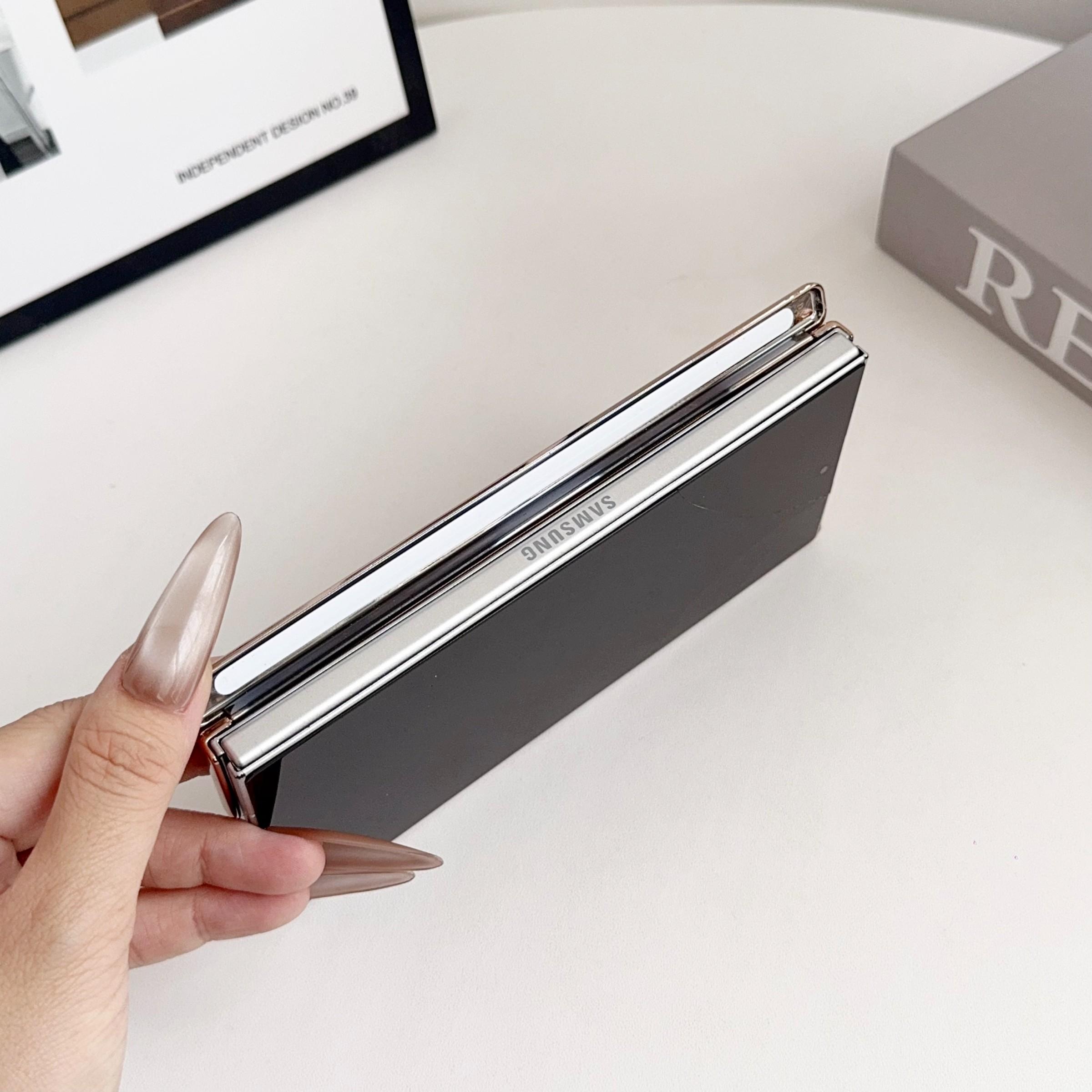 High-End Ag Frosted Electroplated Dual Axis Phone Case for Samsung Galaxy Z Fold7/6/5/4, 360° Rotating Stand, Wireless Charging Support