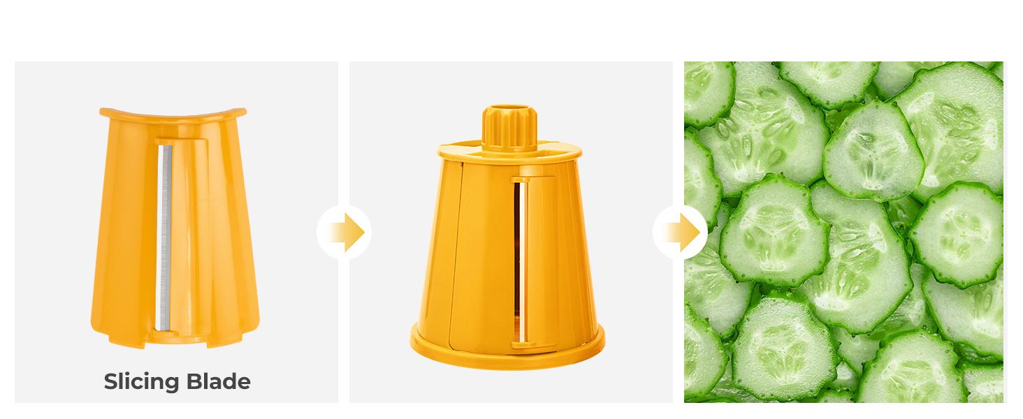 SUSTEAS Kitchen Shredder Multifunctional Cabbage Grater – BPA-Free 5-Blade Rotary Slicer – Portable & Dishwasher Safe for Vegetables, Cheese