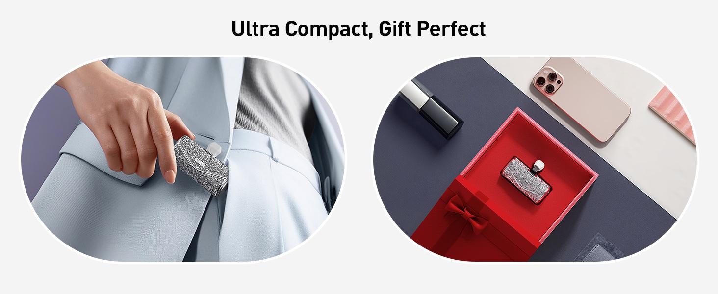 iWALK Sparkly Portable Charger 22.5W 5000mAh Power Bank for iPhone 17/16/15 & Samsung S25/24/23 Compact USB-C Connector Battery Pack Cable Fast Chargeable Smartphone Travel Gadget - Travel Gadgets, Charging