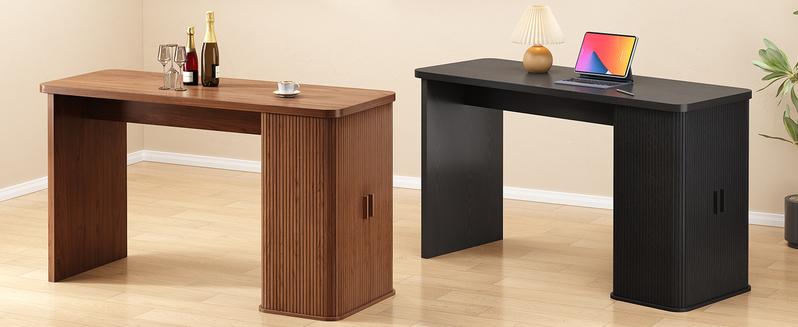 【Valentine's Day gift】ONBRILL 59 Inch Kitchen Island with Storage, Fluted Counter Height Table, Mid-Century Modern Kitchen Island Table with Sliding Door, Home Bar Tables with Wine Rack and Drawers