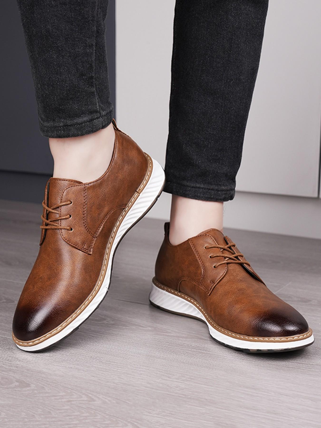 Men's Lace-Up Derby Shoes, Formal and Casual Wear, Fashion Leather Shoes, Comfortable for Office or Special Occasions