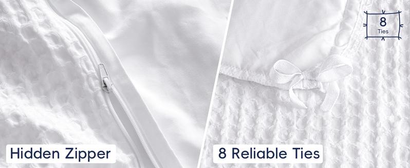 PHF Waffle Weave Duvet Cover Set, 3 counts/set Ultra Soft Comforter Cover for All Season,  Breathable Durable with 2 Pillow Shams Bedding Collection, Gifts