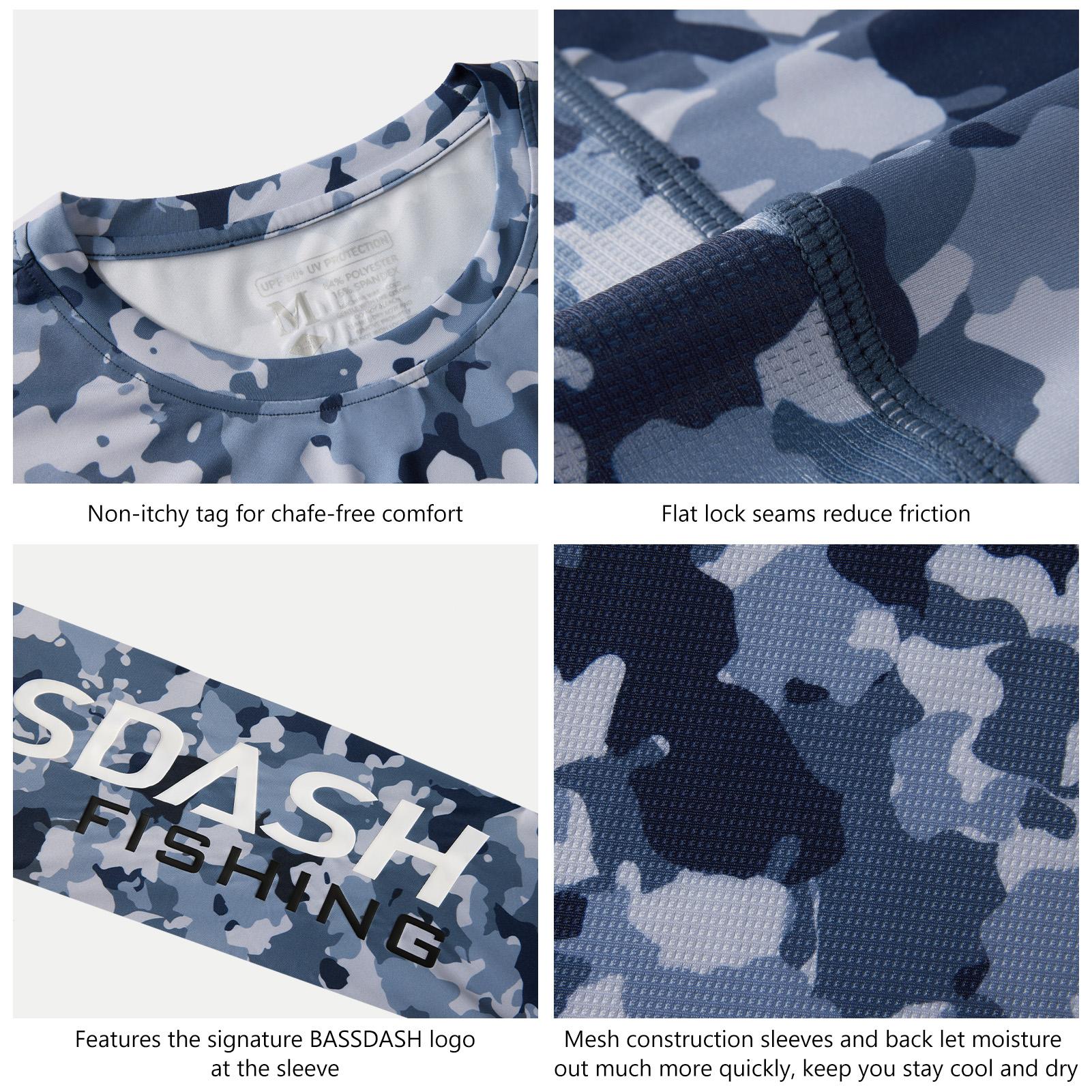 BASSDASH Men’s Camo Fishing Shirts UPF 50+ Long Sleeve Quick Dry Lightweight T-Shirts for Outdoor Hiking Kayaking FS37M