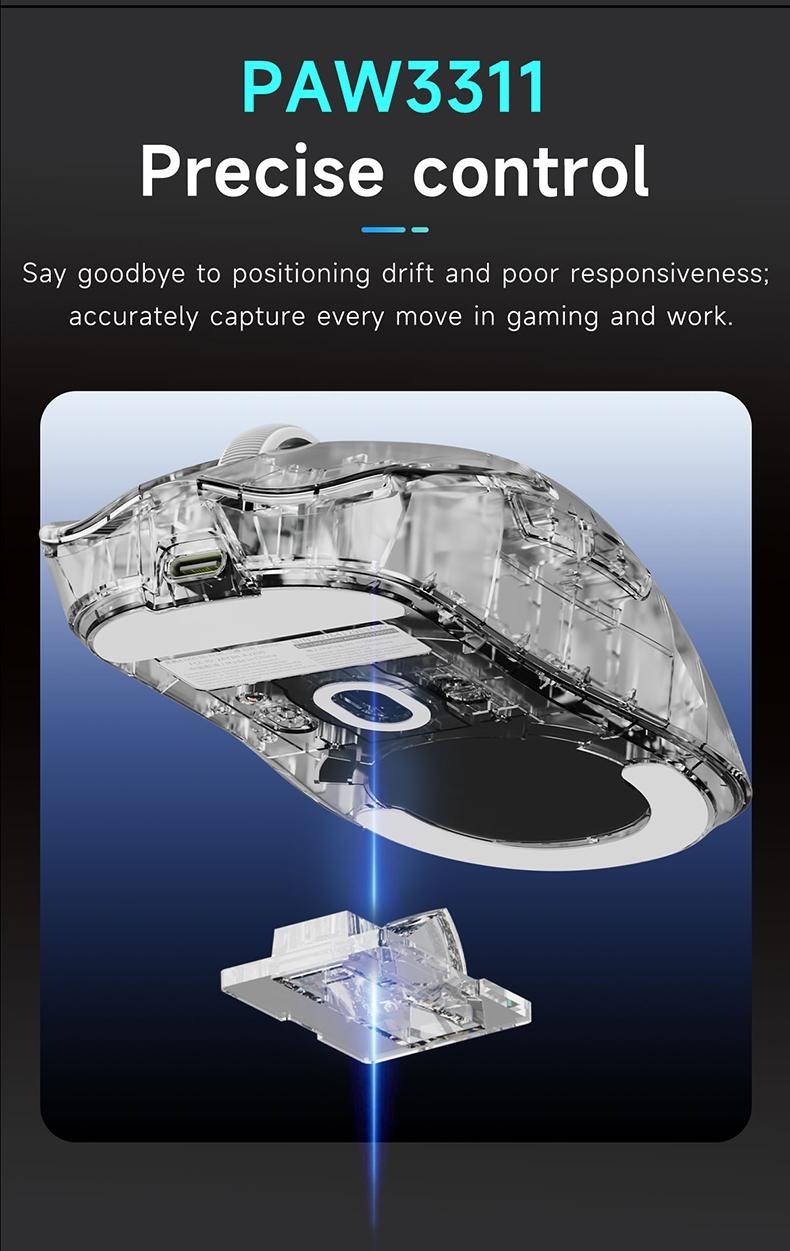 Mage Aj200 Nl Ai Mc Three-Mode Wireless Ai Mouse, Lithium Polymer Battery, Bluetooth-compatible Connectivity, Ergonomic Design, USB-C Charging