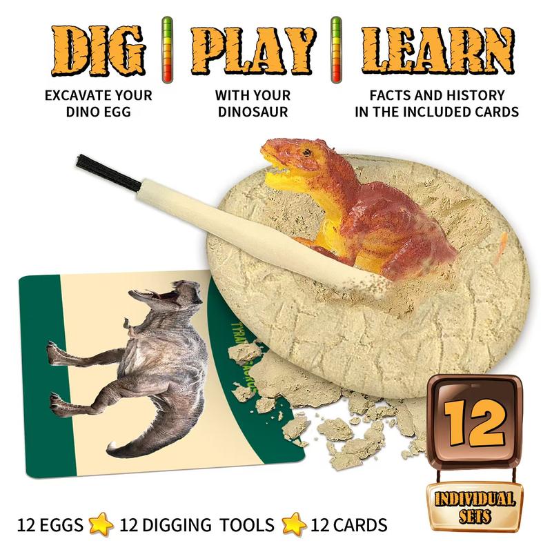 Dinosaur Digging Kit Set, Vintage Adventure Style, Uncover Surprise Dinosaur Models, Suitable for Kids Aged 6+, Party Gifts, Group Activities