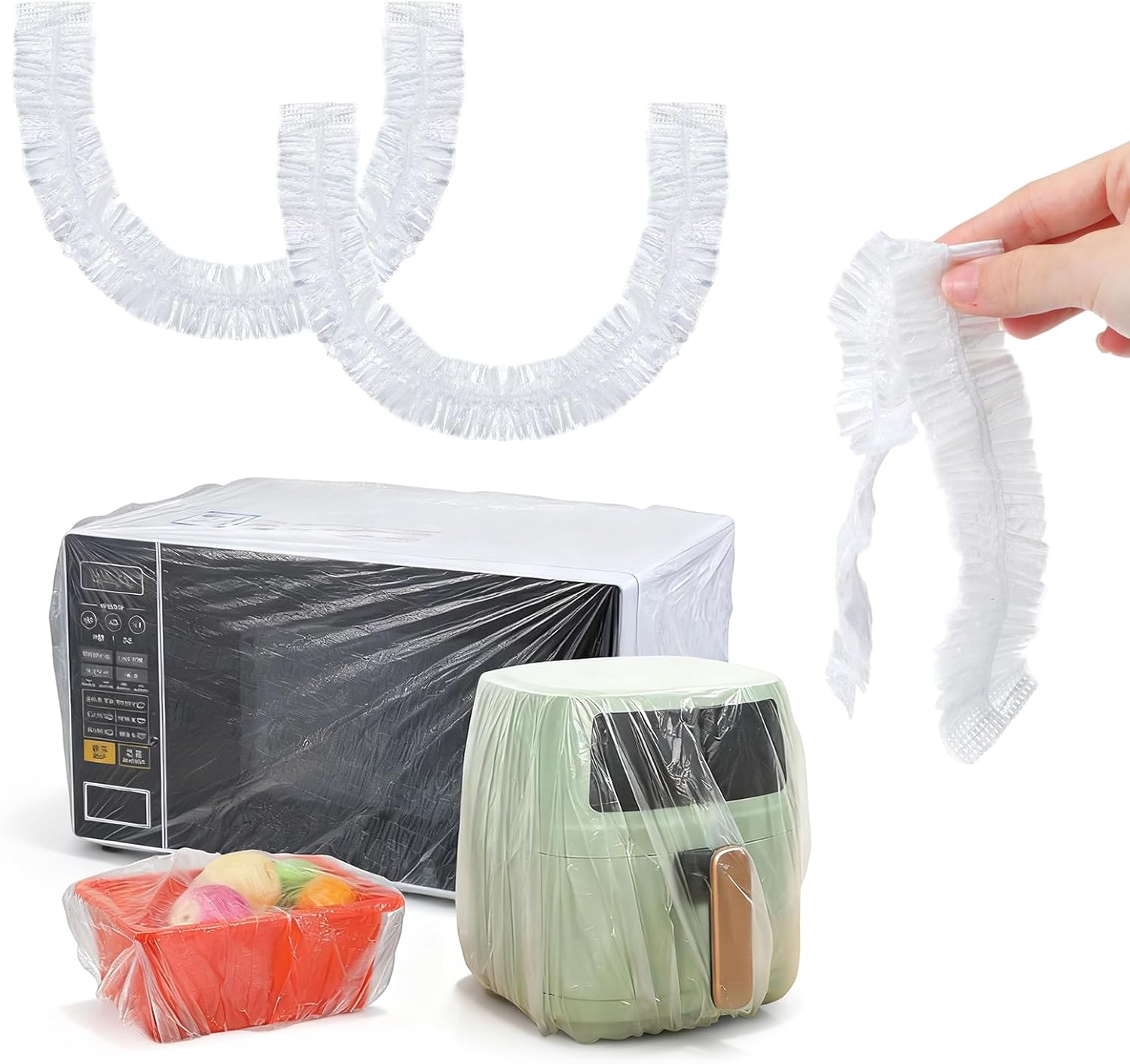 30 PCS Kitchen Small Appliance Dust Covers, 90 x 110 cm Disposable Clear Thickened Plastic Covers with Elastic for Air Fryer, Blender, Coffee Maker, Pressure Cooker, Slow Cooker and Storage