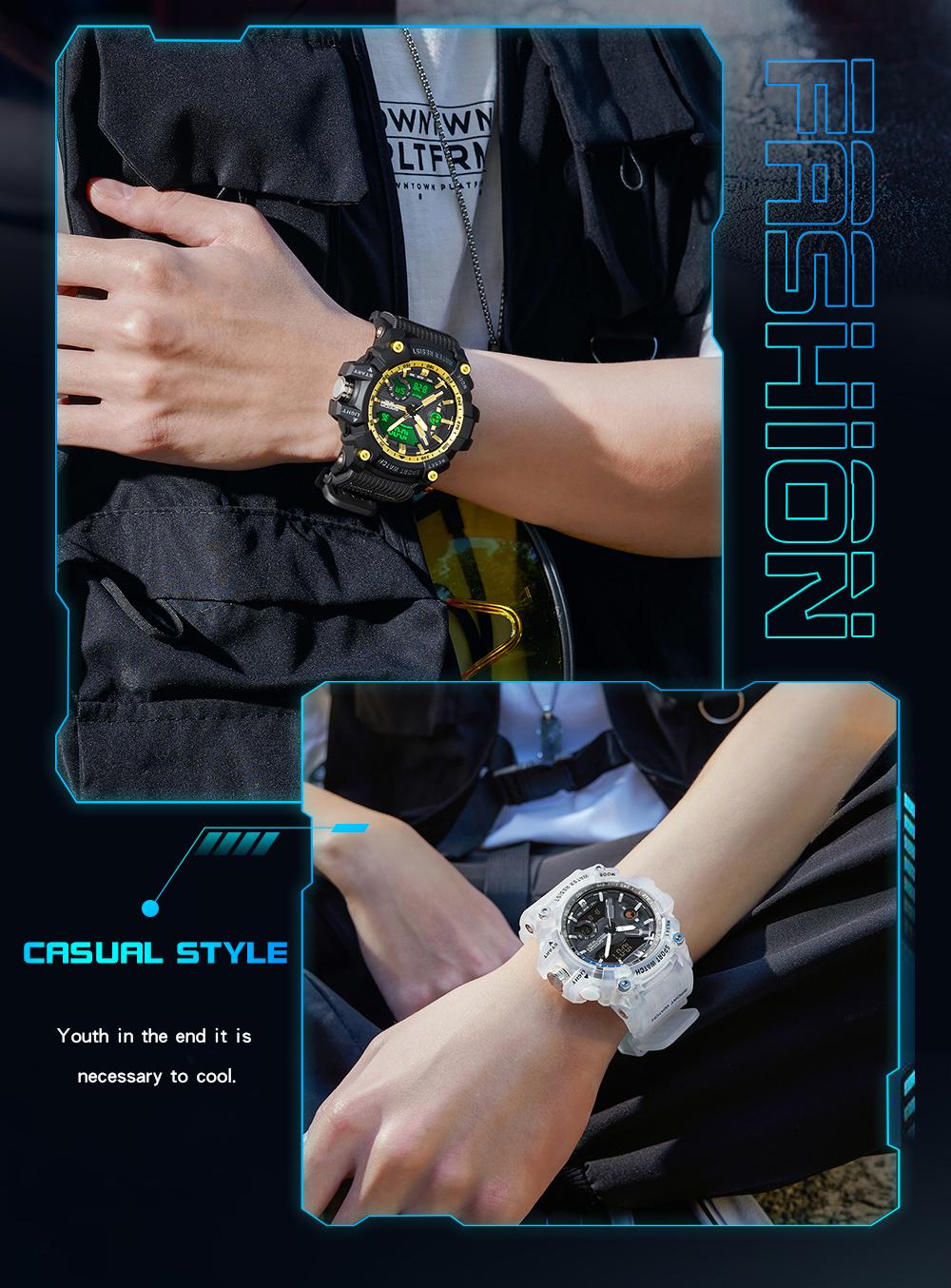 SANDA 3179 for Male Clock shock New Sports Men's Military Watch Waterproof Wristwatch, Men's Sportive Analog-digital Quartz Watch, Water resistant watch with Luminous & Alarm & Calendar Function, with Box
