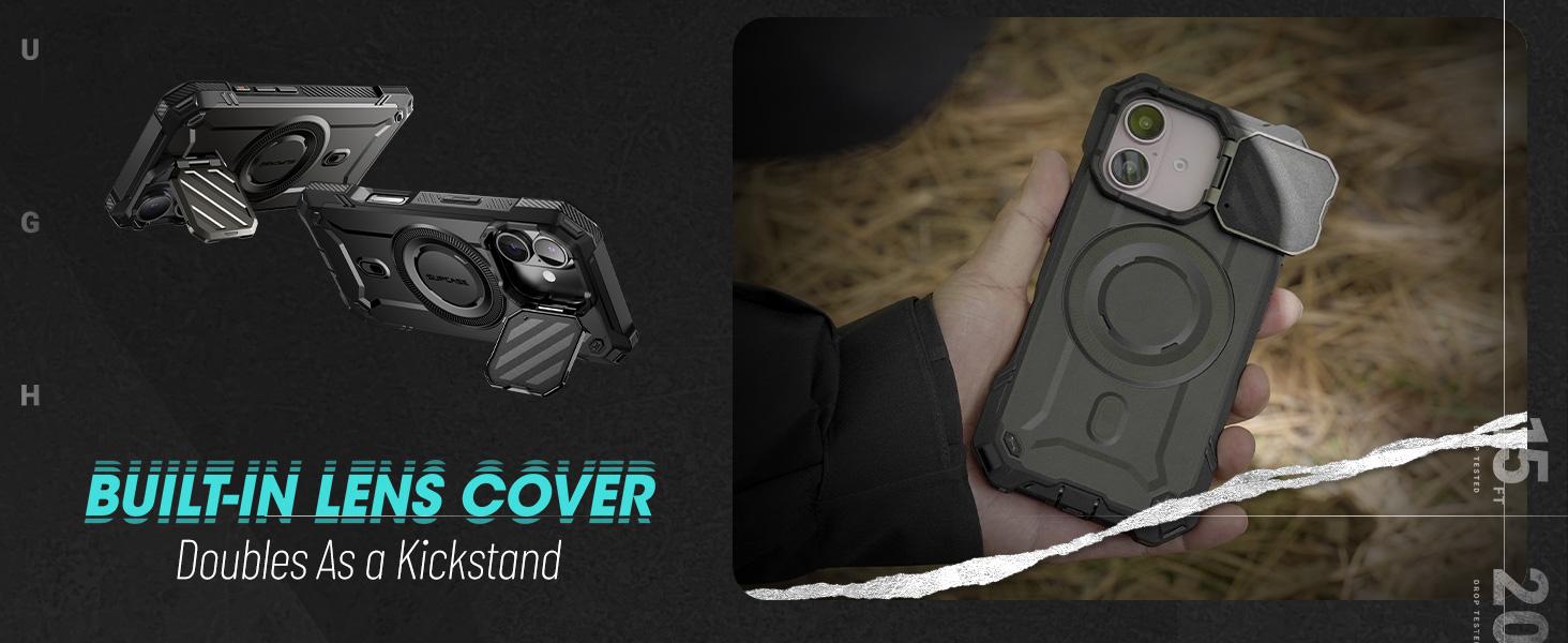 SUPCASE iPhone Cases for iPhone 16 Case/15/14/13 Pro/Pro Max (UBMag XT)with Camera Cover, [Compatible with MagSafe] Heavy Duty Rugged Case with Built-in Kickstand Protector Case Cellphone Casing