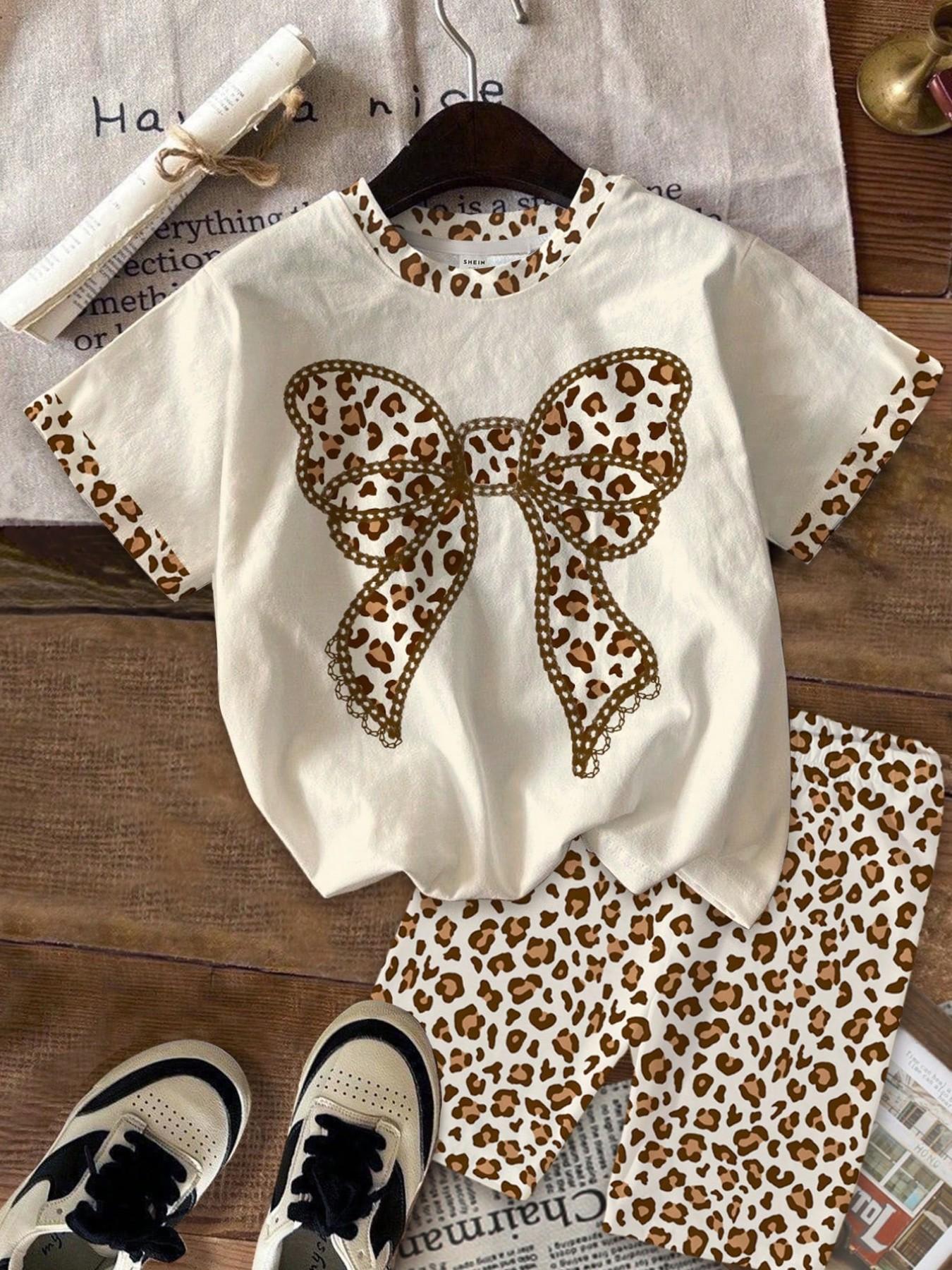 Girls' 2-Piece Set, Striped Heart Print T-Shirt & Short Pants, Cute Summer, Perfect for Parties & Daily Wear, Sister Matching Clothes