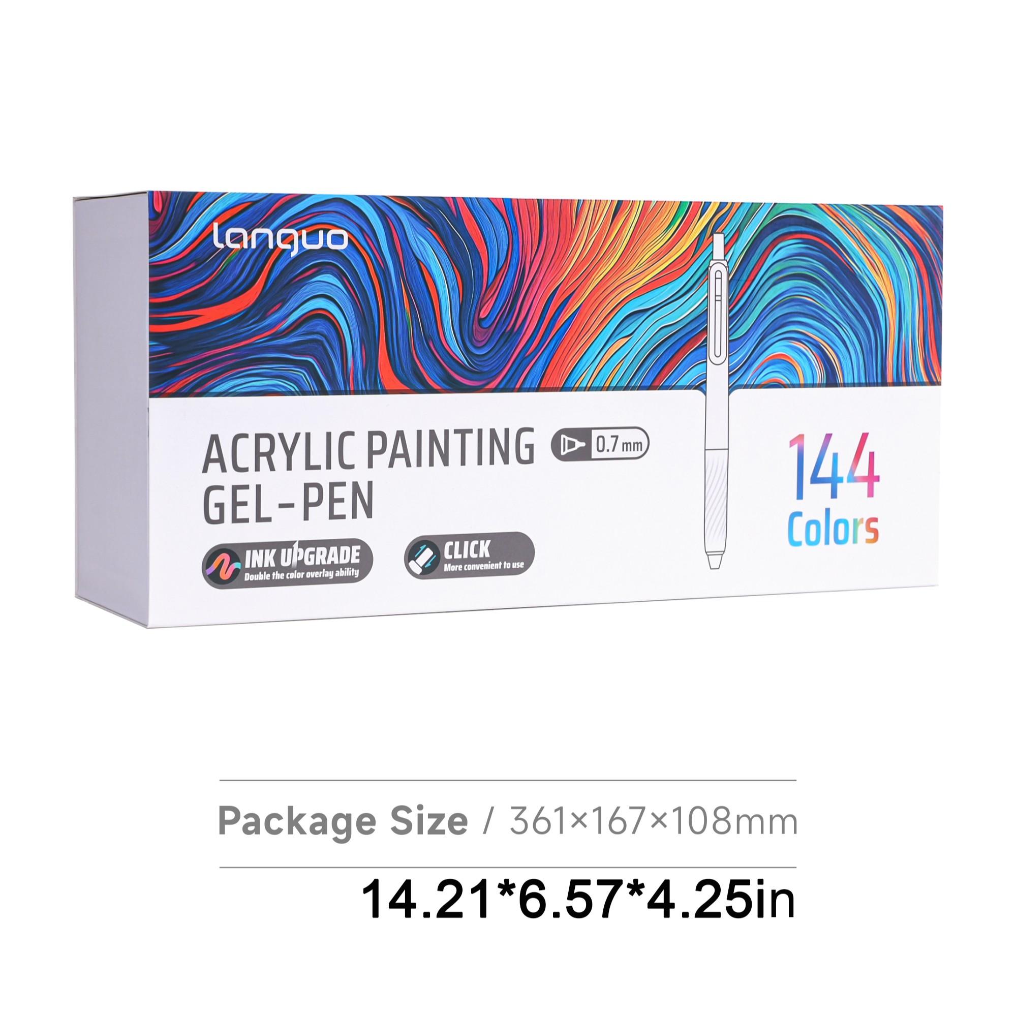 Languo 144 Color Gel Pen Set, Art Pens, 0.7mm Stainless Steel Tip, High Coverage Ink, Suitable for Stone, Ceramic, Glass, Wood, Canvas, Phone Case, DIY Art Supplies, Artist Supplies