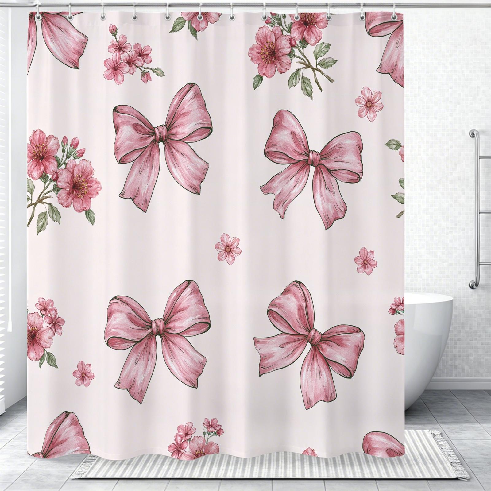 Vintage Pink Carnation Floral Waterproof Shower Curtain, Easy to Install, Perfect for Home, Hotel & Dorm Bathroom Decor