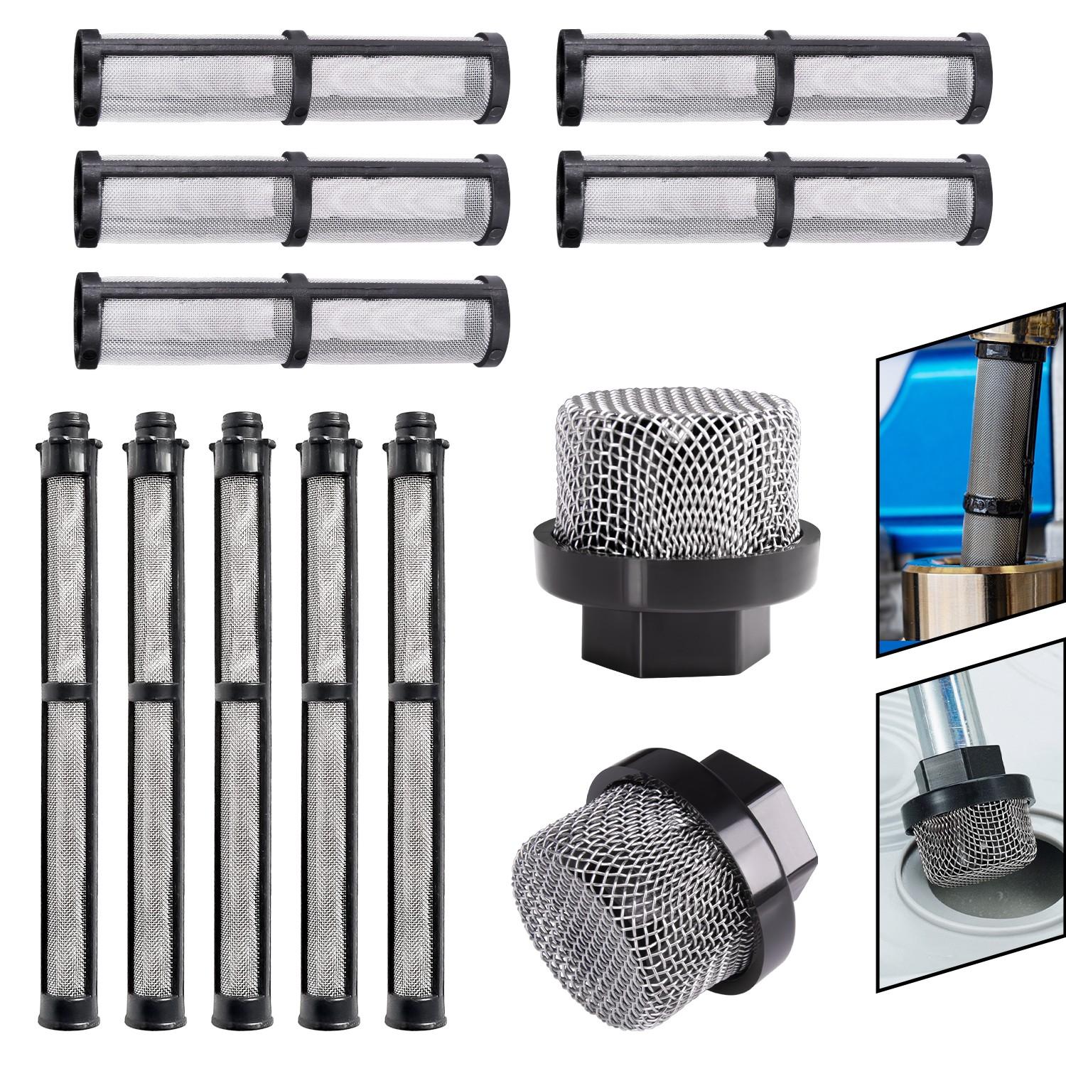 246385 246384 287032 Filter Set for Graco 390 395 490 495 595 3400 Sprayer – Stainless Steel Paint Sprayer Replacement Filters for Pump, Gun & Suction Tube