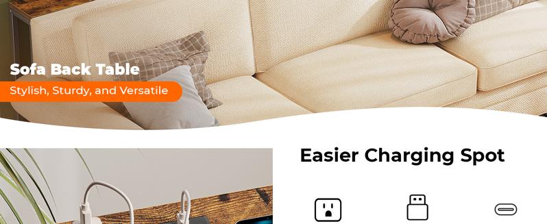 SUPERJARE Long Couch Table with Outlet, Sofa Table with Charging Station, Narrow Hallway Entryway Table, Behind Couch Table, for Living Room SUPERJARE Long Couch Table with Outlet, Sofa Table with Charging Station, Narrow Hallway Entryway Table, Behind Couch Table, for Living Room