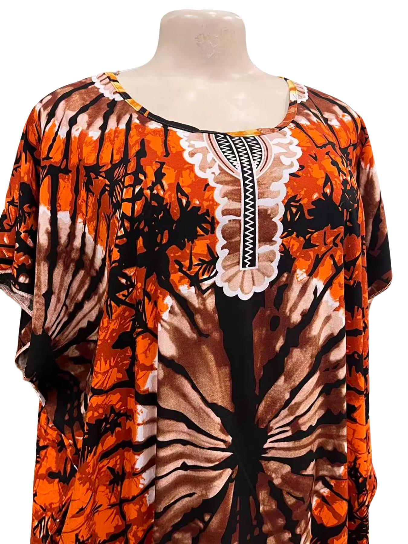 Women's Tie Dye Midi Boubou Dress, Loose Fit Bohemian Style, Breathable Summer Beachwear, Casual Daily Wear, New Fashion Design