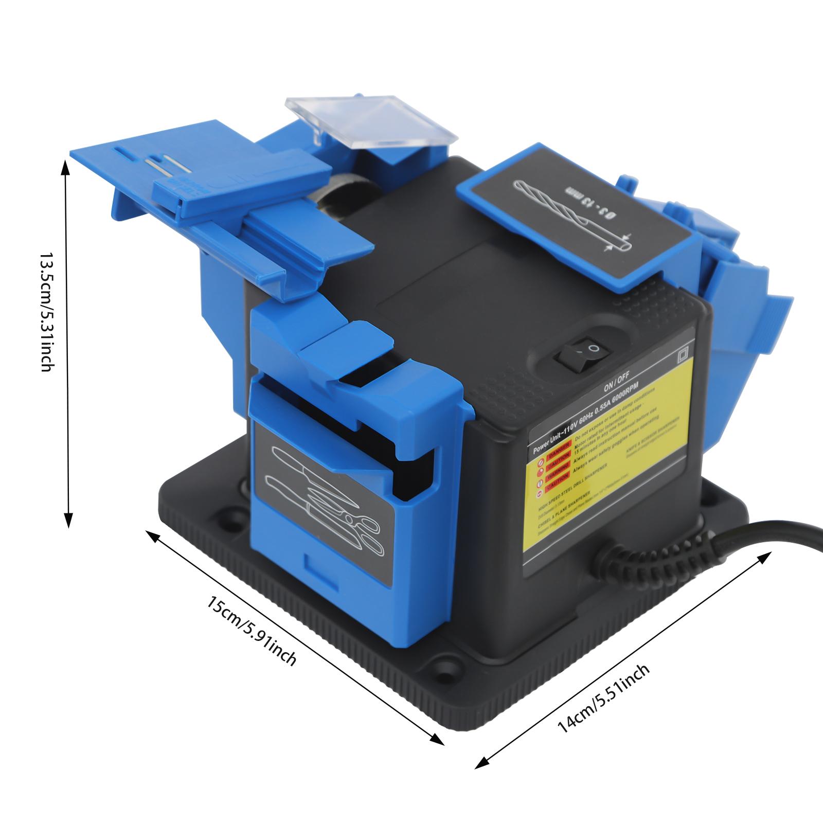 96W Multifunctional Electric Sharpener Adjustable Angle 15-50 Degree for Drill Bits Chisels Plane Blades Scissors Home Workshop Garage Restaurant Auto Repair Shop Use