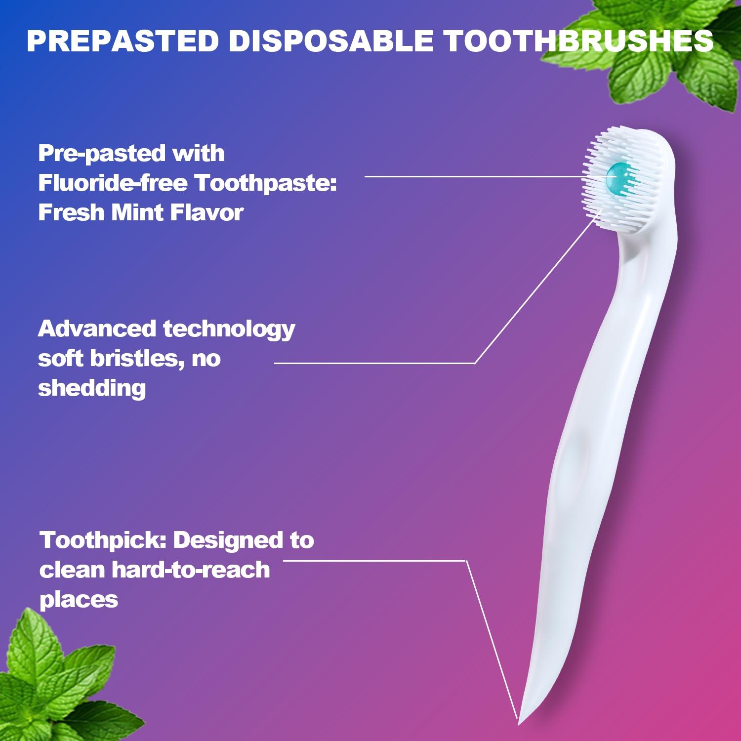 3-in-1 toothbrush, 48 disposable toothbrushes, mini travel toothbrush ...