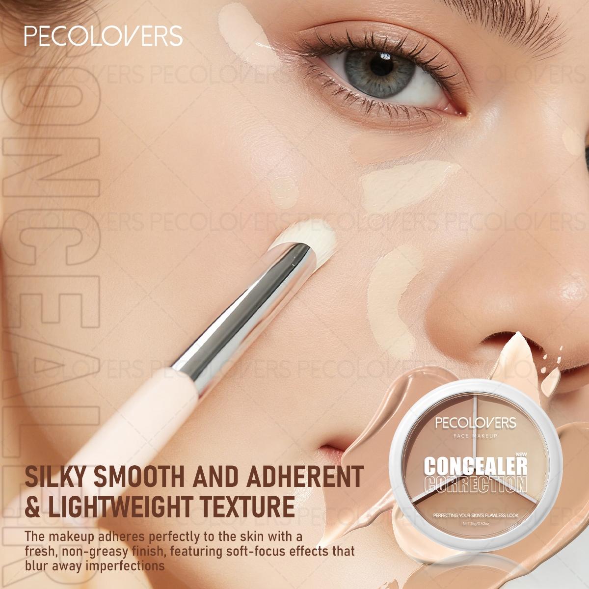 2pcs/set Full Coverage Foundation & 3-Color Concealer Palette - Moisturizing Face Foundation Cream Waterproof Long Lasting Oil Control Full Coverage Pores Dark Circles Face Base Brighten Wheat Tone Liquid Foundation