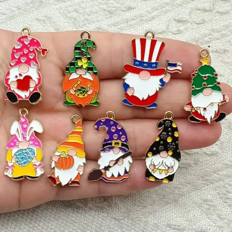 32pcs Alloy Metal Dripping Oil Cute Dwarf Charms, Handmade Jewelry Pendants for Craft Material Additions, Handmade Charm
