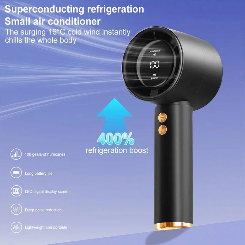 1Count N68 Handheld Fan Portable Turbo Fan Air Cooler 100 Wind Speeds Adjustment High Speed Fan