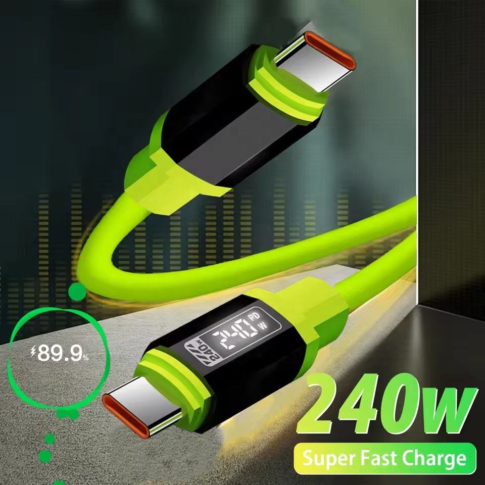 240w PD Fast Charging Cable, Dual Type-C Quick Charge Data Cable, Soft Silicone for Apple/samsung/huawei, Multi-Device Sync