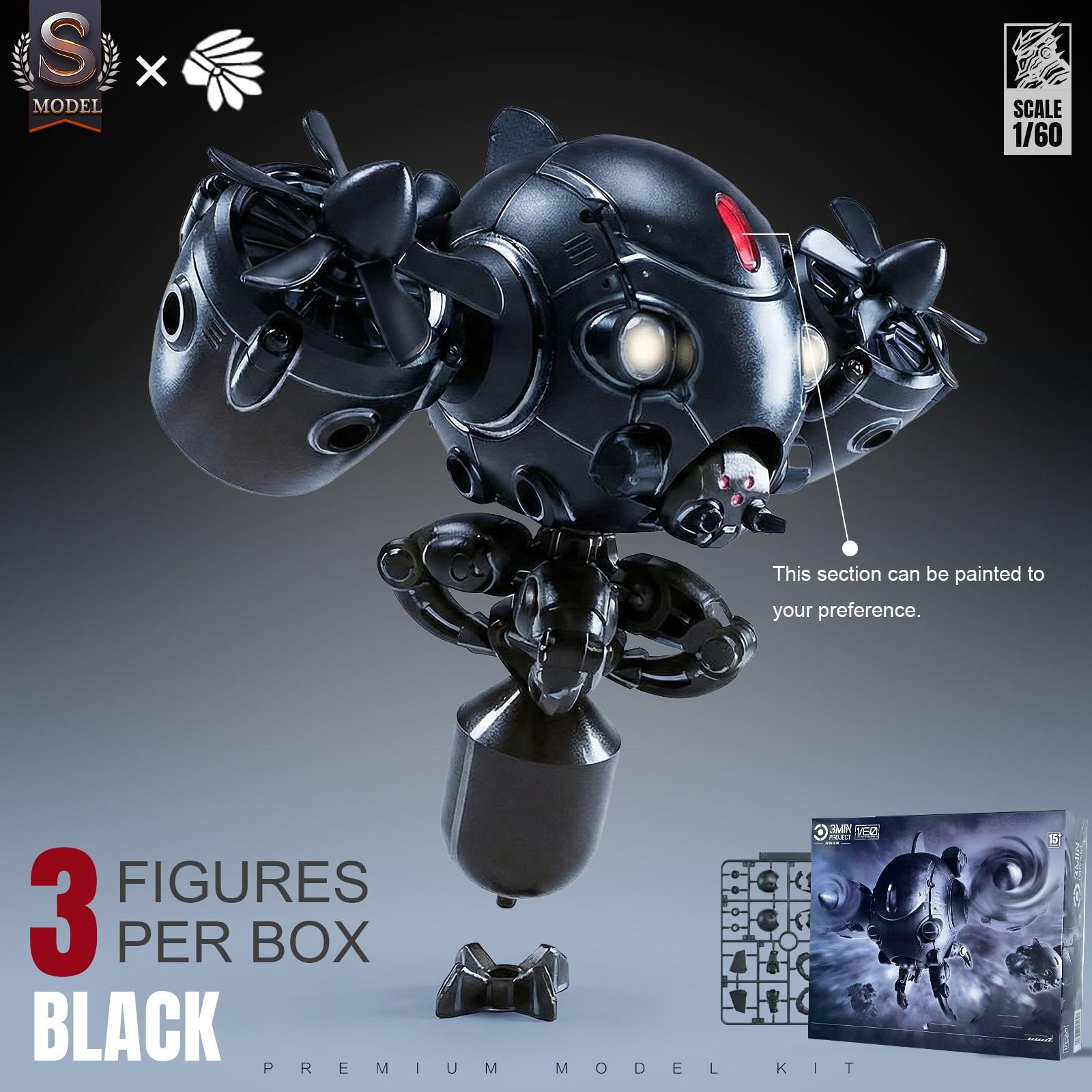 1/60 Scale Sci-Fi Mecha Assembly Model Set (3 Pieces), Paintable, Poseable, Openable, 3.75 Inches, Ideal for Desktop Display and Collection