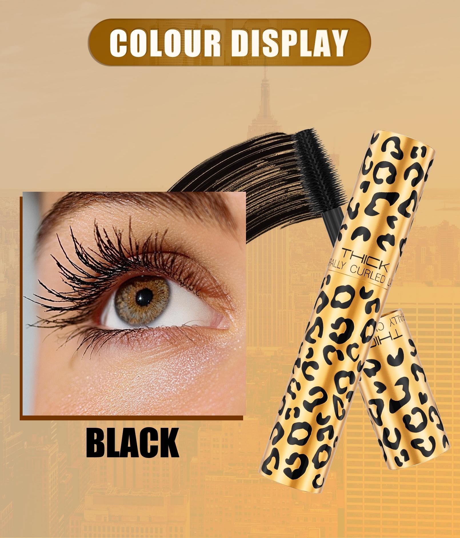 Leopard Print Waterproof Volume Mascara, Long-Lasting Natural Curling, Smudge-Proof, Professional Eye Makeup, Beach & Sweat Proof, Lash Enhancing Mascara for Women
