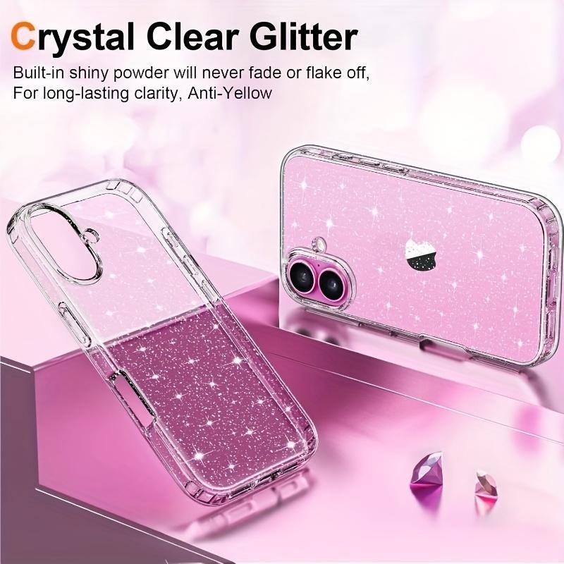 Transparent Glitter Phone Case for iPhone 17/16/15/14/13/12/11 Pro Max, High Aesthetic Multi-Color Protection Cover, Stylish and Durable