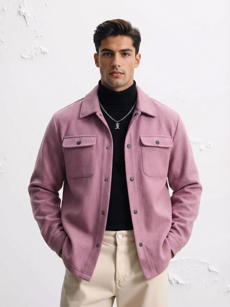 Men's Simple Woolen Jacket Coat, Fashion Casual Design, Suitable for Work or Outing, Lightweight Outerwear, Enhance Your Wardrobe Taste Men's Simple Woolen Jacket Coat, Fashion Casual Design, Suitable for Work or Outing, Lightweight Outerwear, Enhance Your Wardrobe Taste