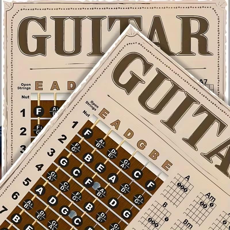 Guitar Chord and Fretboard Note Chart Stickers, Beginner Teaching Poster, Includes Chord and Note Stickers, 17 Inches X 11 Inches