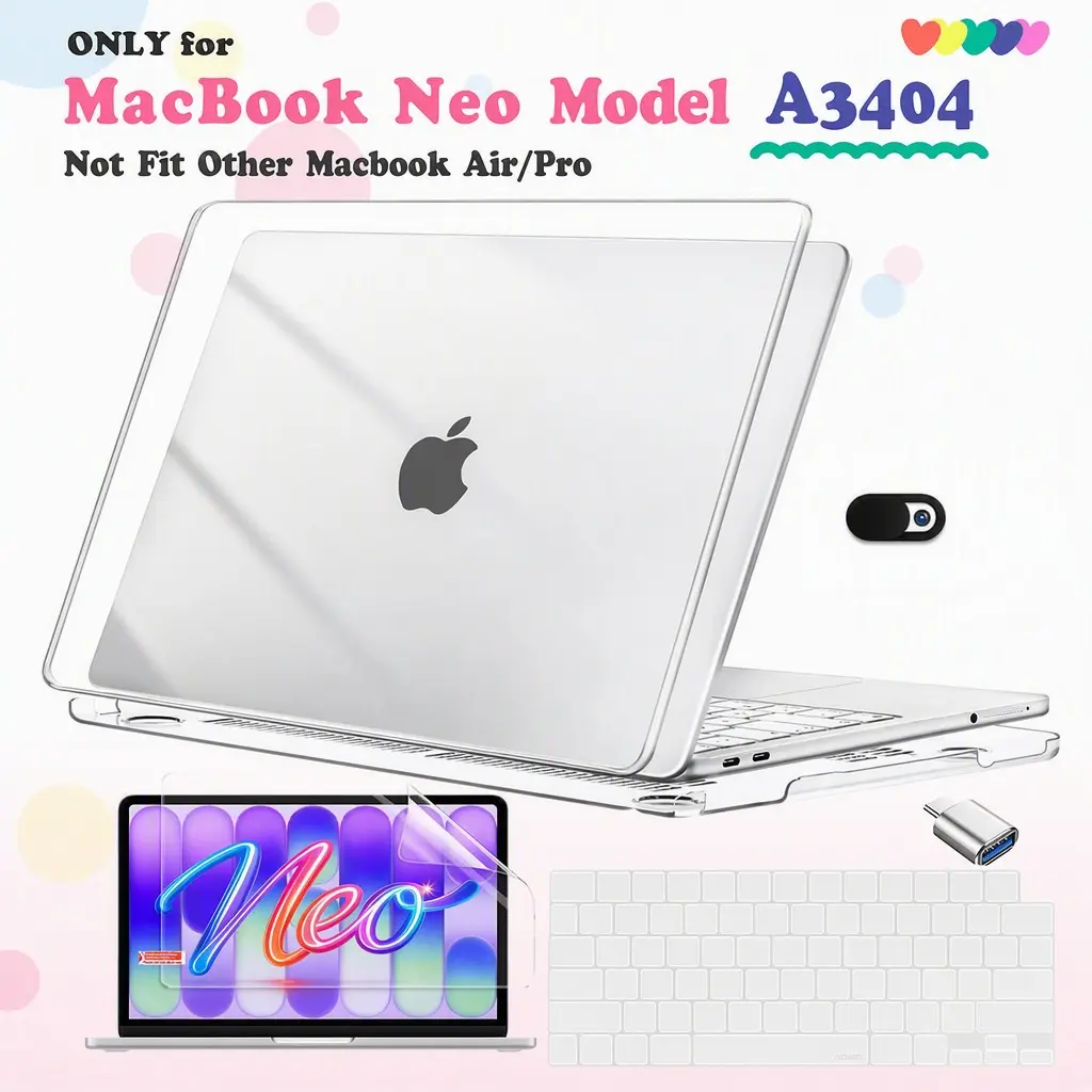 Nexabridge Protective Case for 2026 Macbook Neo, Anti-Scratch Computer Cover, Keyboard Protector, Screen Film, Ideal Gift, Durable Protective Cover