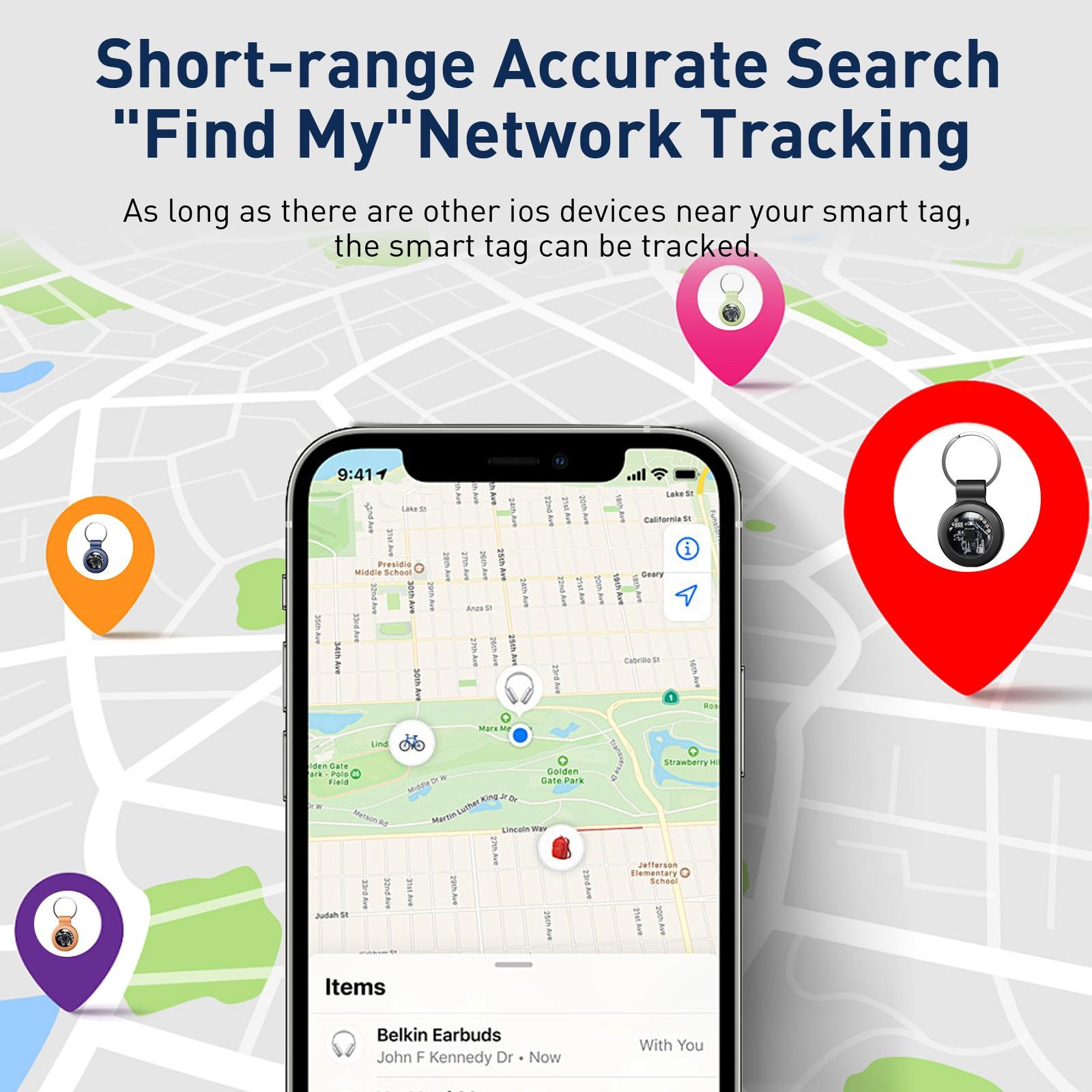 1pcs Transparent Vehicle Tracker with High-Quality Keychain Case, Global Tracking, Supports Apple Find My iOS System, Suitable for Cars Bikes Pets Luggage