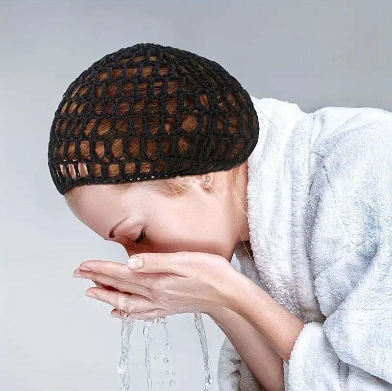 3pcs Set Mesh Crochet Hair Net Woven Hair Cap Bonnet Night Cap Sleep Cap For Women Wig Head Cover Accessories Shower Essentials Autumn beanies