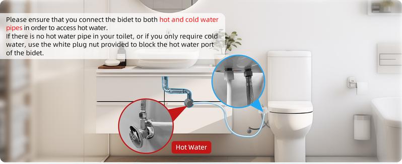 Hibbent Toilet Seat Bidet with Self Cleaning Dual Nozzle, Hot and Cold Water Spray Non-Electric Mechanical Bidet Toilet Attachment for Rear or Female Washing, Black toilet seat