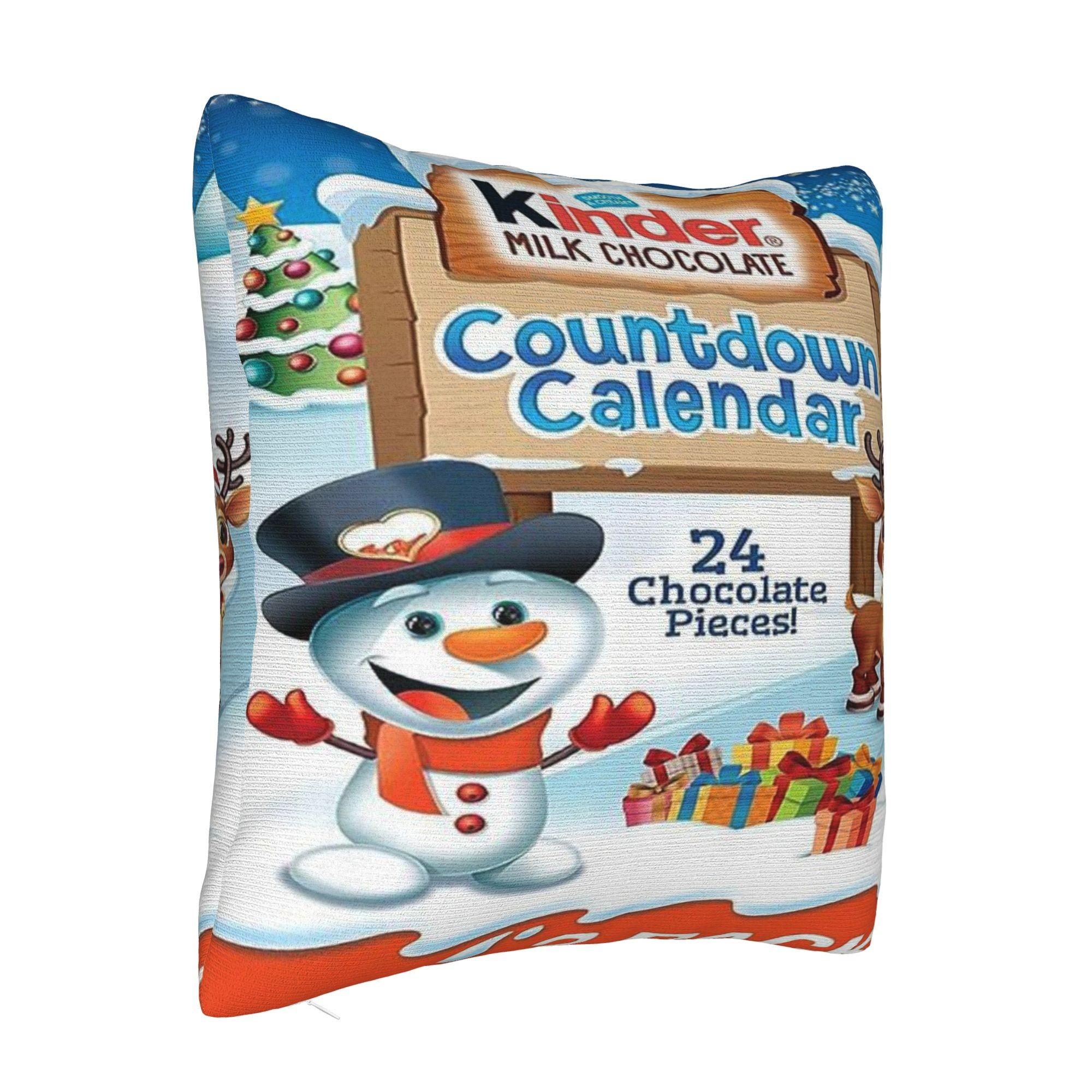 1 piece Kinder Chocolate Countdown Calenda 2 Pack Individually Wrapped Chocolate Candy, 2024 Advent Calendar 8 Oz Total throw pillow cover Decorative Accent for Home Christmas Soft Machine Washable Decorative Cushion Covers Without Pillow Cores