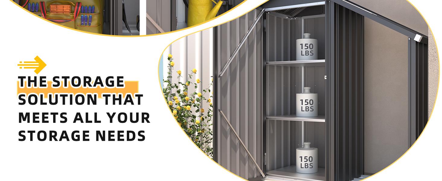 YODOLLA Outdoor Storage Cabinet Waterproof with Shelves and Lean to Open-Sided Firewood Racks,Garden Sheds & Outdoor Storage Cabinet Weatherproof