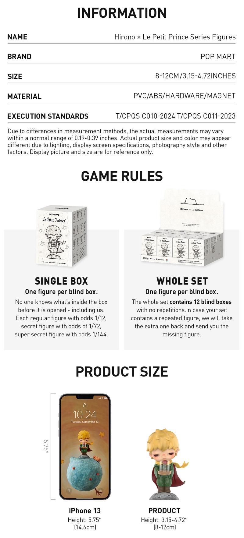 POP MART Hirono×Le Petit Prince Series Figures, Blind Box, Mystery Box